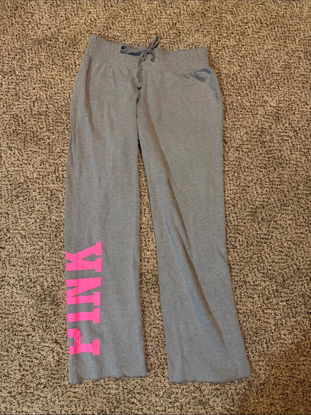PINK Grey Crewneck Sweatshirt & Lounge Pants with Hot Pink Logo - Picture 5 of 7
